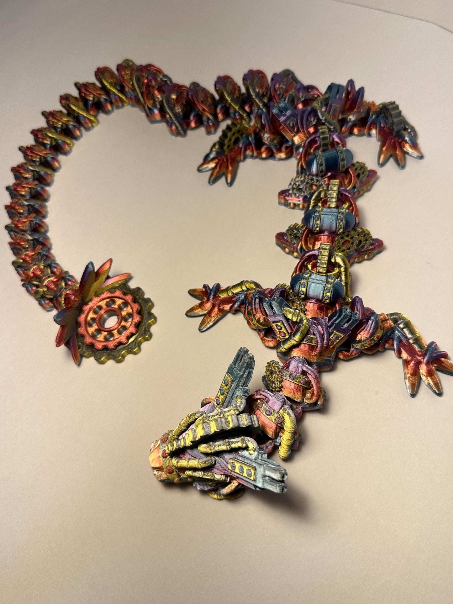 3d printed Steampunk flexi articulated Dragon