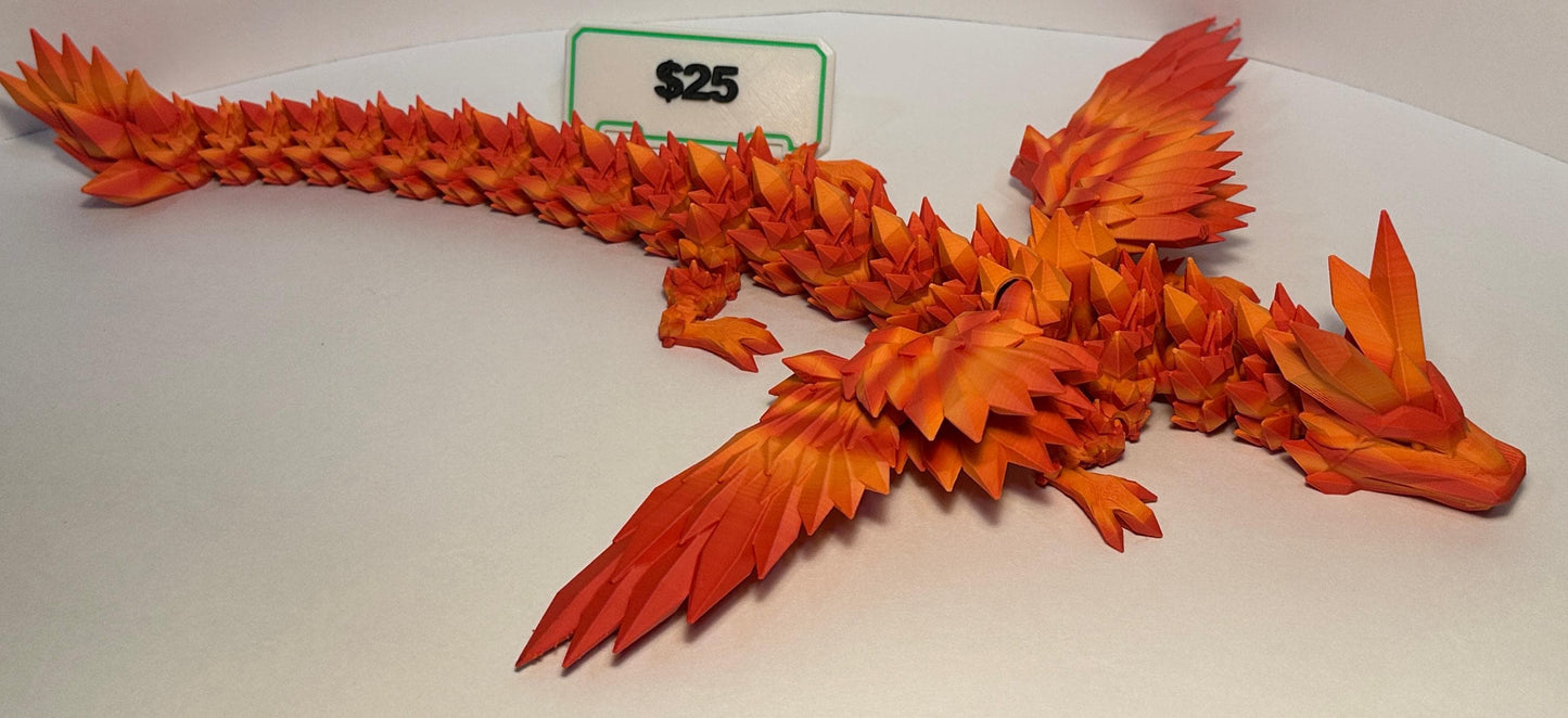 3d printed Articulated Flexi Winged Crystal Dragon