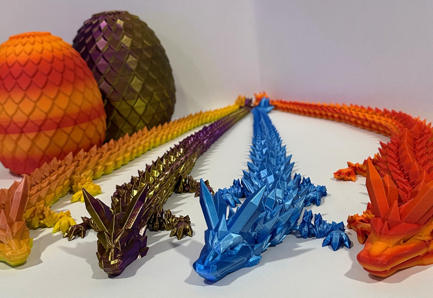 Articulated Flexi Crystal Dragon Toy and Egg