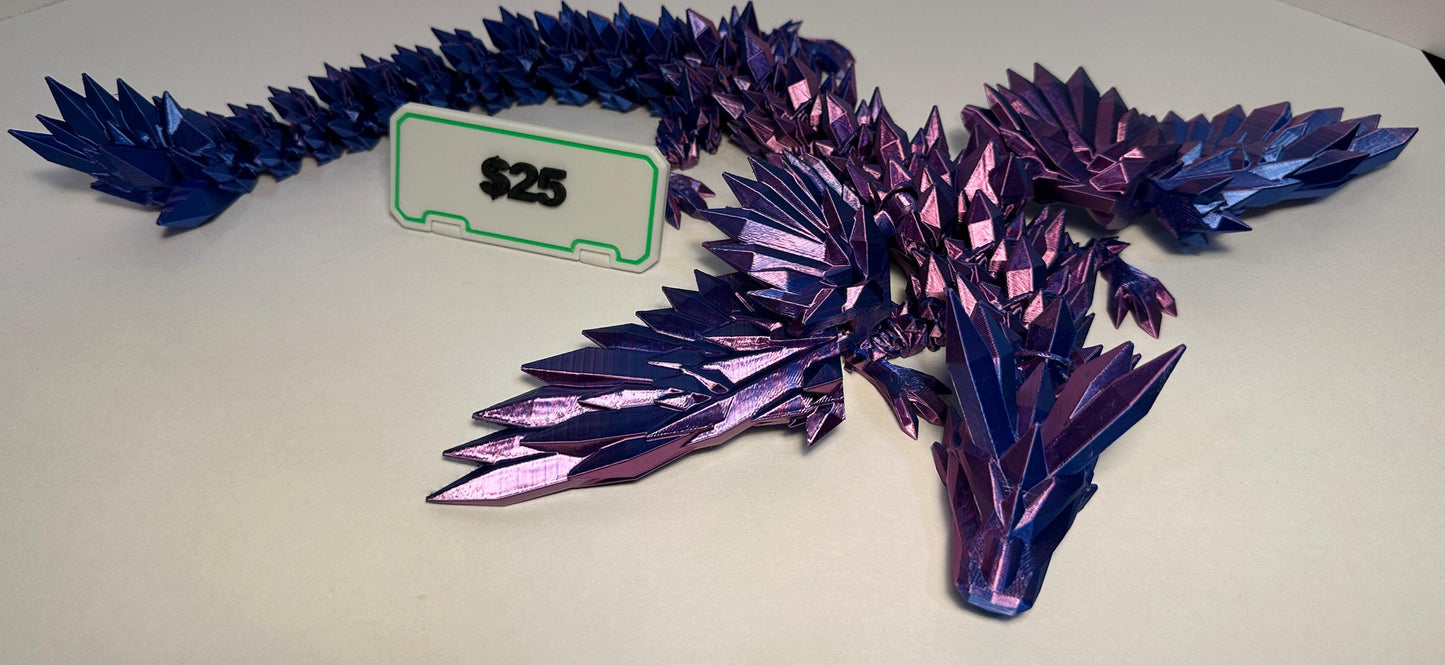 3d printed Articulated Flexi Winged Crystal Dragon