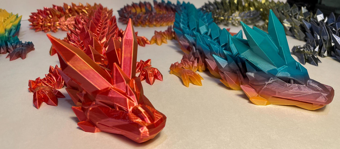 Huge Articulated Flexi Crystal Dragon - Random Color LOWEST PRICE for 24" 2ft long dragon