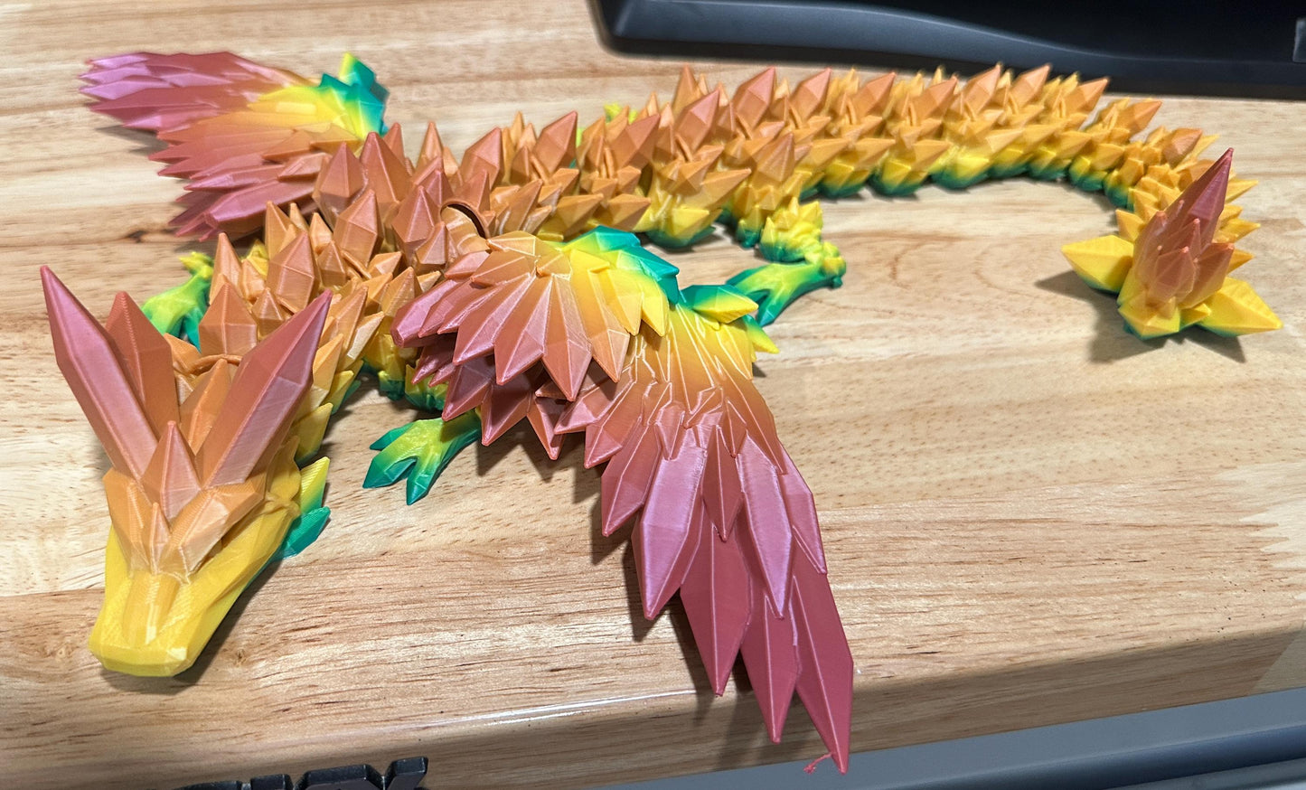 3d printed Articulated Flexi Winged Crystal Dragon