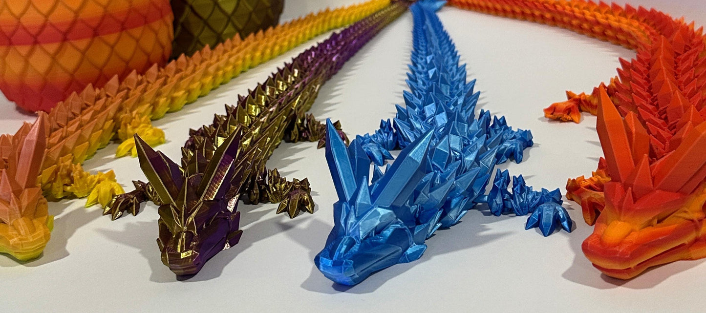 Huge Articulated Flexi Crystal Dragon - Random Color LOWEST PRICE for 24" 2ft long dragon