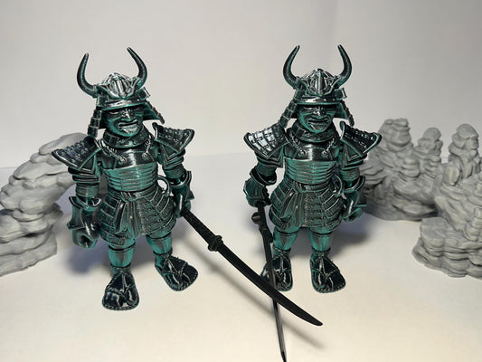 3d printed Articulated Flexi Samurai and weapons caches